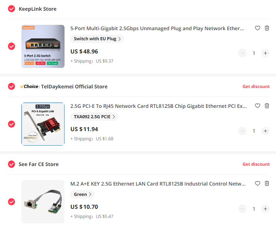 2.5G networking products at AliExpress